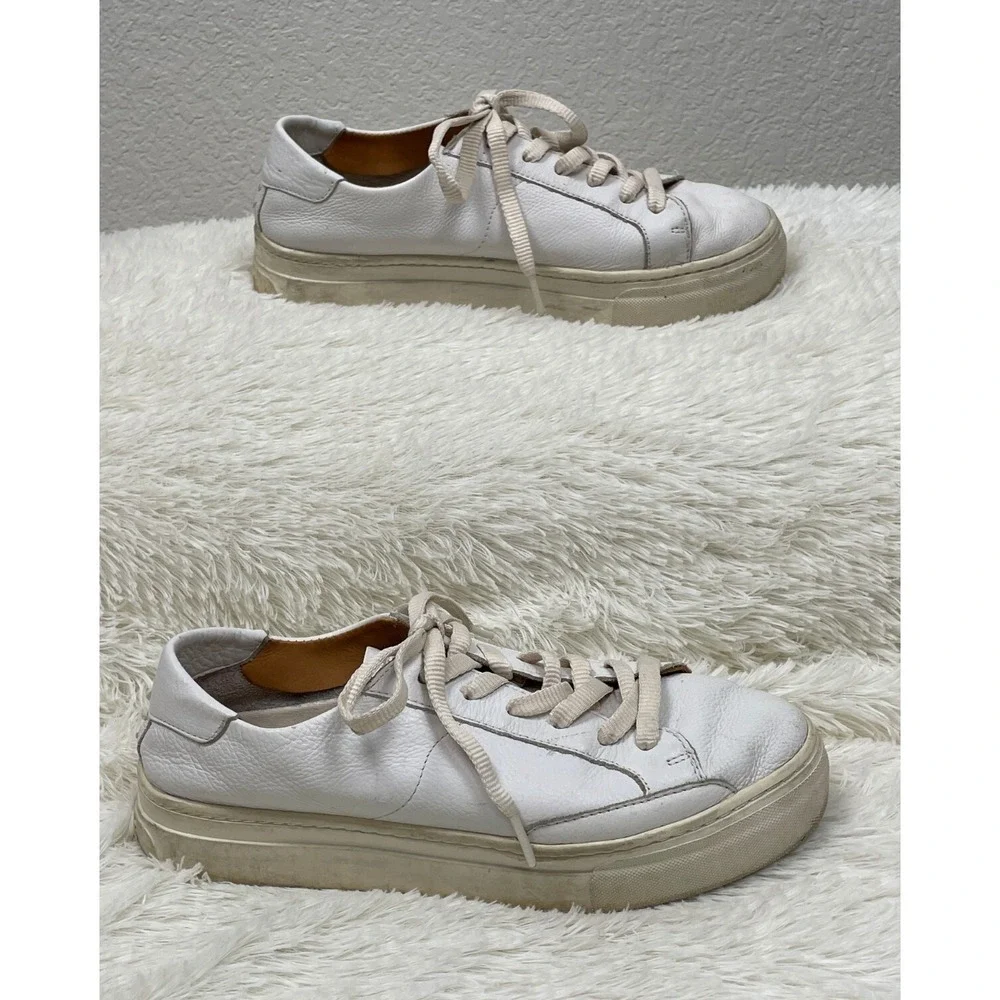 Soludos Shoes Ibiza Sneakers Womens 8.5 White Leather‎ Classic Casual Platform